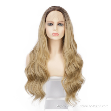 Ladies Straight New High Fashion 26 Inch Long Ombre Can You Dye Lace Front Heat Resistant Wig Hair Synthetic